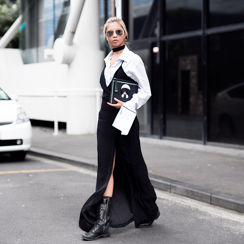 slip dress white shirt